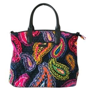 Vera Bradley twilight plum paisley large tote satchel quilted handbag purse